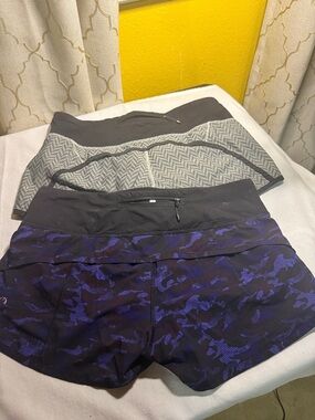 lululemon athletica Women's Black and Purple Athletic Shorts Duo